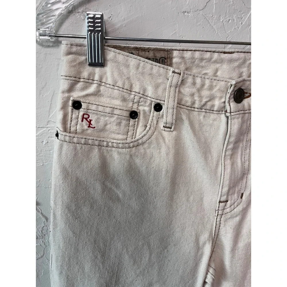 Polo Ralph Lauren Kids Jeans Cream Beige RL Logo‎ Straight Fit Size 14